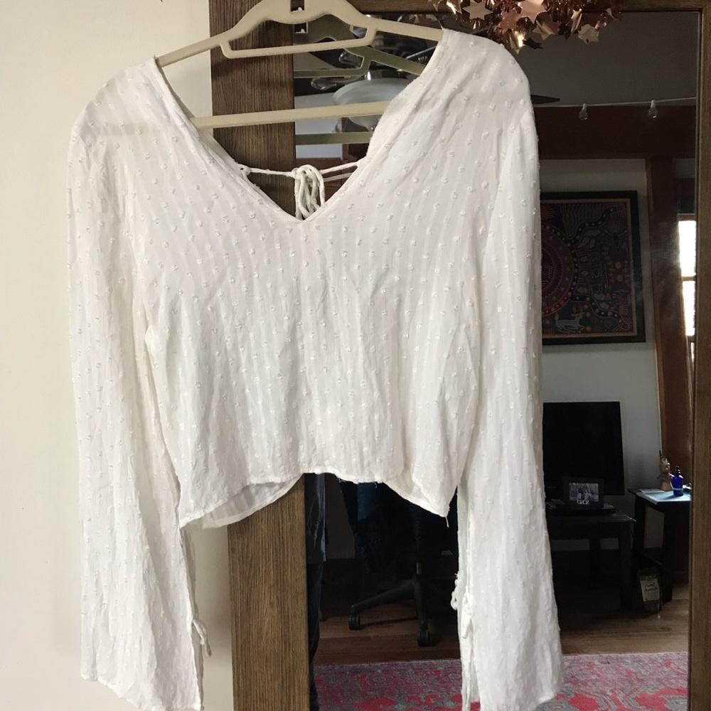 White dotted blouse - flare sleeves